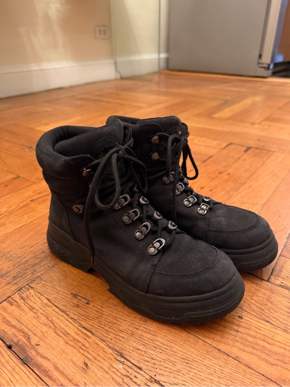 J Slides Black Nubuck Lace-Up Winter Boots